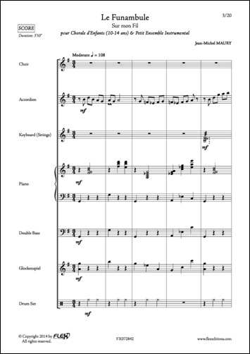 Le Funambule - J.-M. MAURY - <font color=#666666>Children's Choir and Small Ensemble</font>