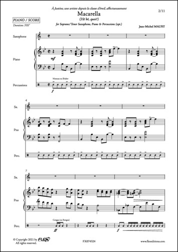Macarella - J.-M. MAURY - <font color=#666666>Saxophone Soprano/Ténor et Piano</font>