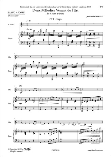 Deux Mélodies Venant de l'Est - J.-M. MAURY - <font color=#666666>Horn and Piano</font>