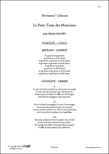 Le Petit Train des Musiciens - J.-M. MAURY - <font color=#666666>Chorale d'Enfants et Piano</font>
