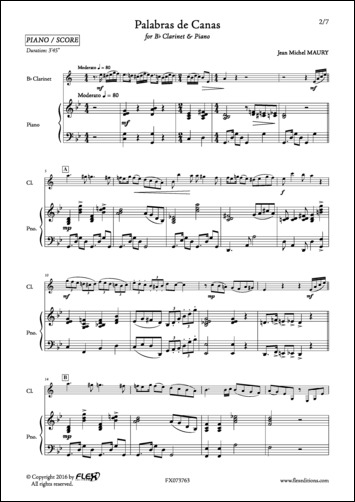 Palabras de Canas - J. M. MAURY - Clarinette et Piano