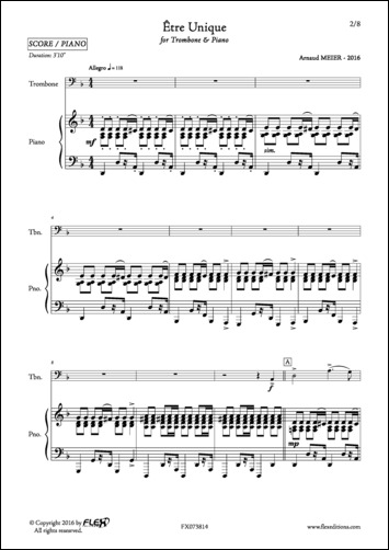 Etre Unique - A. MEIER - <font color=#666666>Trombone et Piano</font>