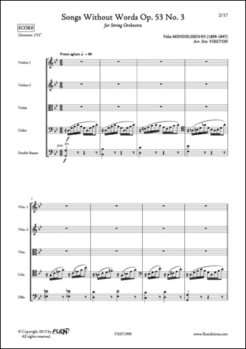 Songs Without Words Opus 53 No. 3 - F. MENDELSSOHN - <font color=#666666>String Orchestra</font>