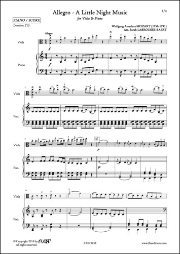 Allegro - Little Night Music - W. A. MOZART - <font color=#666666>Viola and Piano</font>