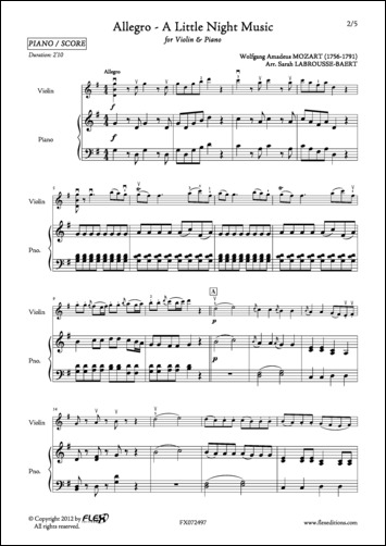 Allegro - Little Night Music - W. A. MOZART - <font color=#666666>Violin and Piano</font>