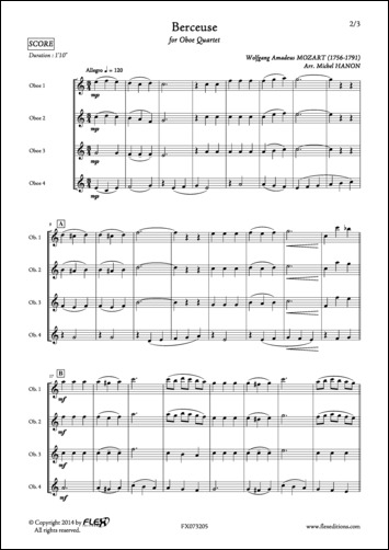 Berceuse - W. A. MOZART - <font color=#666666>Oboe Quartet</font>
