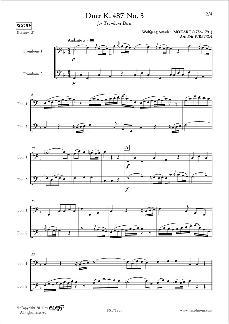 Continental bullet Northwest Sheet music and scores for Trombone Duet