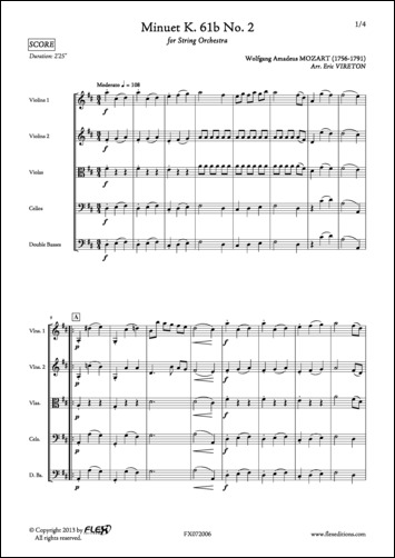 Menuet K. 61b No. 2 - W. A. MOZART - <font color=#666666>Orchestre à Cordes</font>
