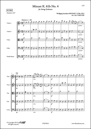 Minuet K. 61b No. 4 - W. A. MOZART - <font color=#666666>String Orchestra</font>
