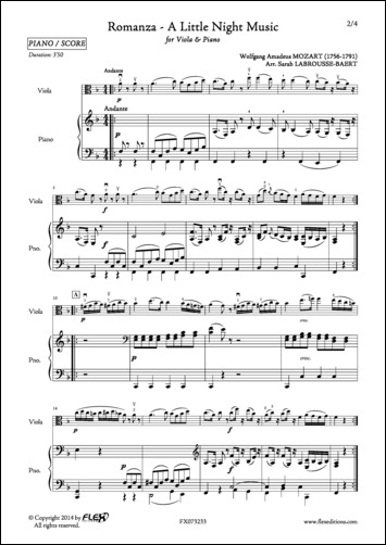 Romanza - Little Night Music - W. A. MOZART - <font color=#666666>Viola and Piano</font>