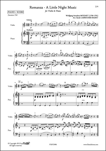 Romanza - Little Night Music - W. A. MOZART - <font color=#666666>Violin and Piano</font>