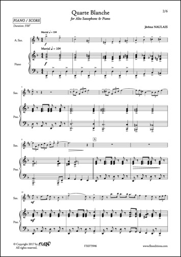Quarte Blanche - J. NAULAIS - <font color=#666666>Saxophone Alto et Piano</font>