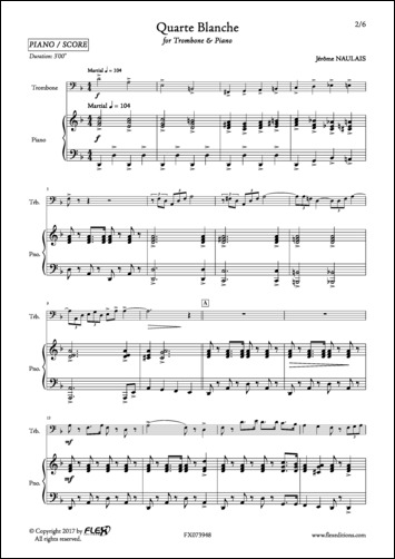 Quarte Blanche - J. NAULAIS - <font color=#666666>Trombone et Piano</font>