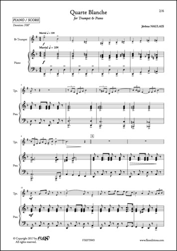 Quarte Blanche - J. NAULAIS - <font color=#666666>Trompette et Piano</font>