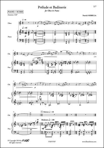 Prélude et Badinerie - P. NEBBULA - <font color=#666666>Oboe and Piano</font>
