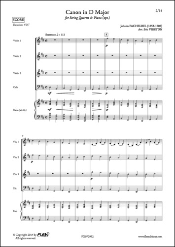 Canon in D Major - J. PACHELBEL - <font color=#666666>String Quartet and Piano</font>