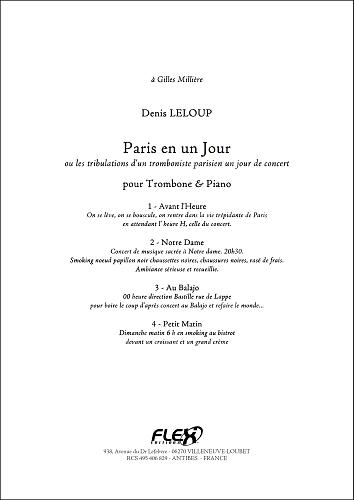 Paris en un Jour - D. LELOUP - <font color=#666666>Trombone & Piano</font>