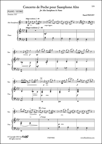 Concerto de Poche pour Saxophone Alto - P. PROUST - <font color=#666666>Alto Saxophone and Piano</font>