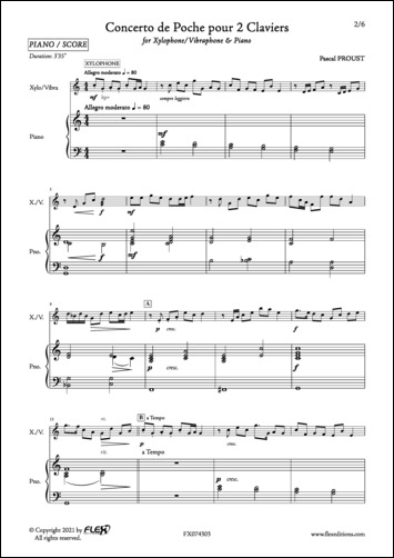 Concerto de Poche pour 2 Claviers - P. PROUST - <font color=#666666>Xylophone/Vibraphone and Piano</font>