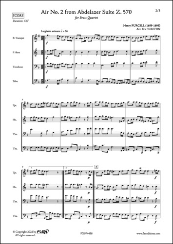 Air No. 2 from Abdelazer Suite Z. 570 - H. PURCELL - <font color=#666666>Brass Quartet</font>