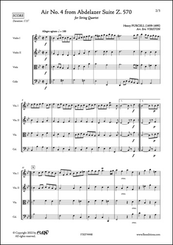 Air No. 4 extrait de la Suite Abdelazer Z. 570 - H. PURCELL - <font color=#666666>Quatuor à Cordes</font>