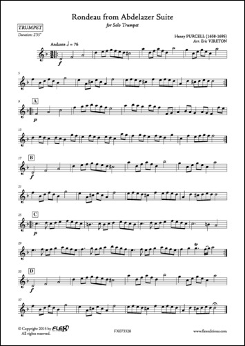 Rondeau - extrait de la Suite Abdelazer - H. PURCELL - <font color=#666666>Trompette Solo</font>
