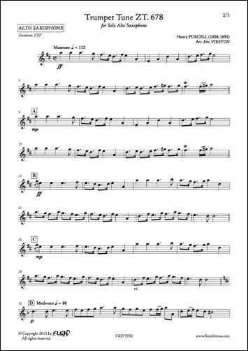 Trumpet Tune - H. PURCELL - <font color=#666666>Solo Alto Saxophone</font>