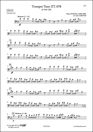 Trumpet Tune - H. PURCELL - <font color=#666666>Solo Cello</font>
