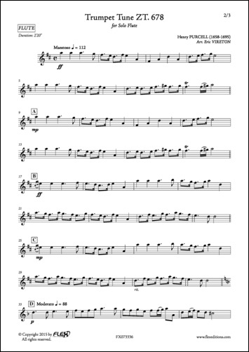 Trumpet Tune - H. PURCELL - <font color=#666666>Flûte Solo</font>
