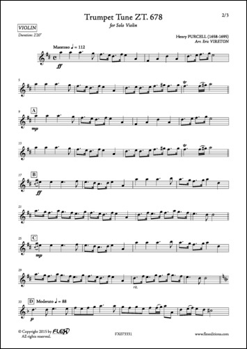 Trumpet Tune - H. PURCELL - <font color=#666666>Solo Violin</font>
