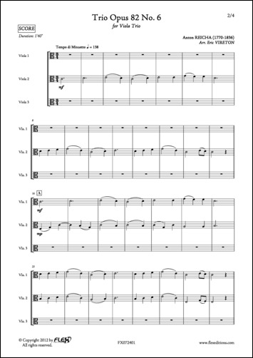 Trio Opus 82 No. 6 - A. REICHA - <font color=#666666>Viola Trio</font>