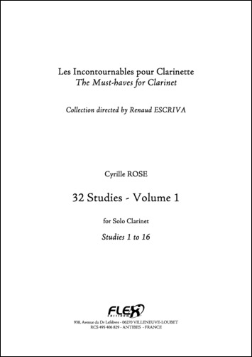 32 Studies for Clarinet - Volume 1 - Studies 1 to 16 - C. ROSE - <font color=#666666>Solo Clarinet</font>