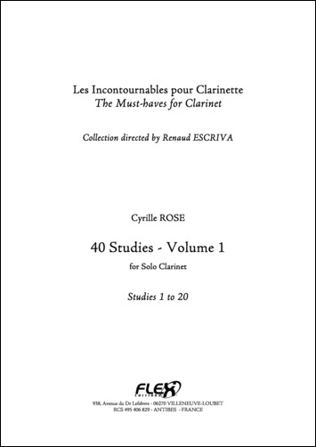 40 Studies for Clarinet - Volume 1 - Studies 1 to 20 - C. ROSE - <font color=#666666>Solo Clarinet</font>