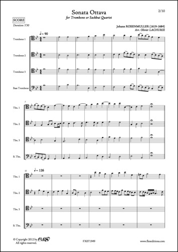 Sonata Ottava - J. ROSENMULLER - <font color=#666666>Quatuor de Trombones</font>