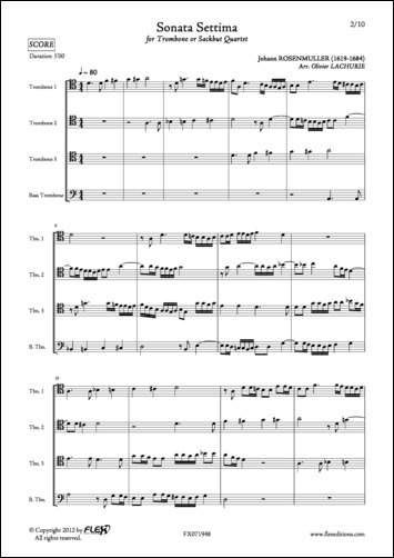 Sonata Settima - J. ROSENMULLER - <font color=#666666>Quatuor de Trombones</font>