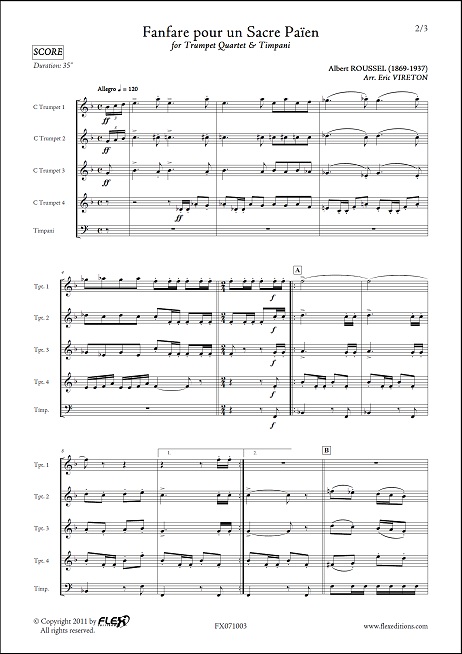 Fanfare - A. ROUSSEL - <font color=#666666>Trumpet Quartet and Timpani</font>