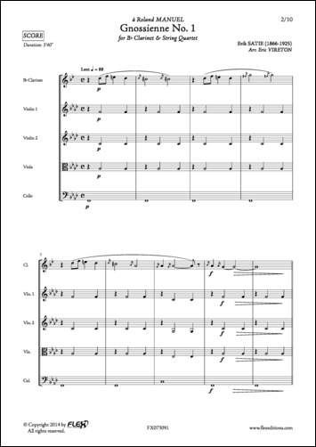Gnossienne No. 1 - E. SATIE - <font color=#666666>Clarinette et Quatuor à Cordes</font>
