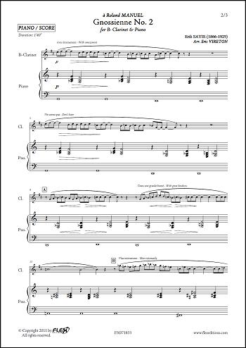 Gnossienne No. 2 - E. SATIE - <font color=#666666>Clarinette & Piano</font>