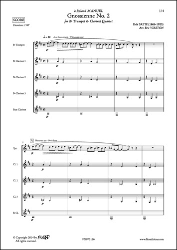 Gnossienne No. 2 - E. SATIE - <font color=#666666>Trumpet and Clarinet Quartet</font>