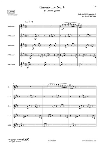 Gnossienne No. 4 - E. SATIE - <font color=#666666>Quintette de Clarinettes</font>