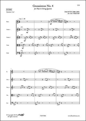 Gnossienne No. 4 - E. SATIE - <font color=#666666>Flûte et Quatuor à Cordes</font>