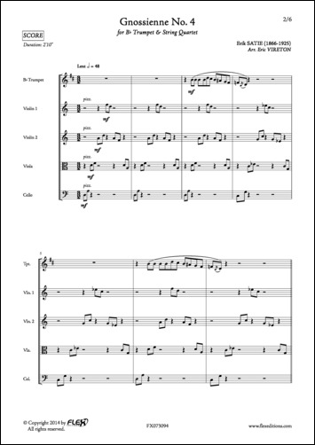 Gnossienne No. 4 - E. SATIE - <font color=#666666>Trompette et Quatuor à Cordes</font>