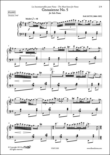 Gnossienne No. 5 - E. SATIE - <font color=#666666>Piano Solo</font>
