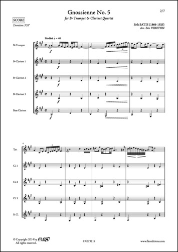 Gnossienne No. 5 - E. SATIE - <font color=#666666>Trompette et Quatuor de Clarinettes</font>
