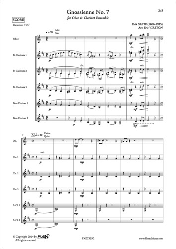 Gnossienne No. 7 - E. SATIE - <font color=#666666>Hautbois et Ensemble de Clarinettes</font>