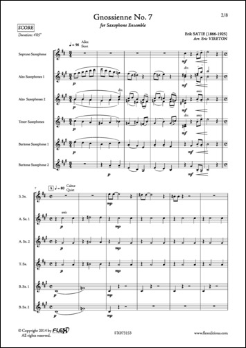 Gnossienne No. 7 - E. SATIE - <font color=#666666>Ensemble de Saxophones</font>