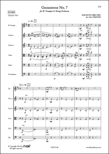 Gnossienne No. 7 - E. SATIE - <font color=#666666>Trumpet and String Orchestra</font>