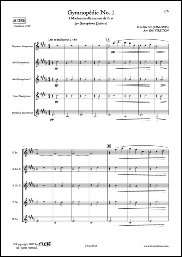 Gymnopédie No. 1 - E. SATIE - <font color=#666666>Quintette de Saxophones</font>