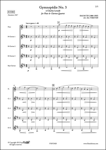 Gymnopédie No. 3 - E. SATIE - <font color=#666666>Flûte et Quatuor de Clarinettes</font>