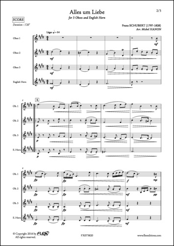 Alles um Liebe - F. SCHUBERT - <font color=#666666>3 Oboes and 1 English Horn</font>